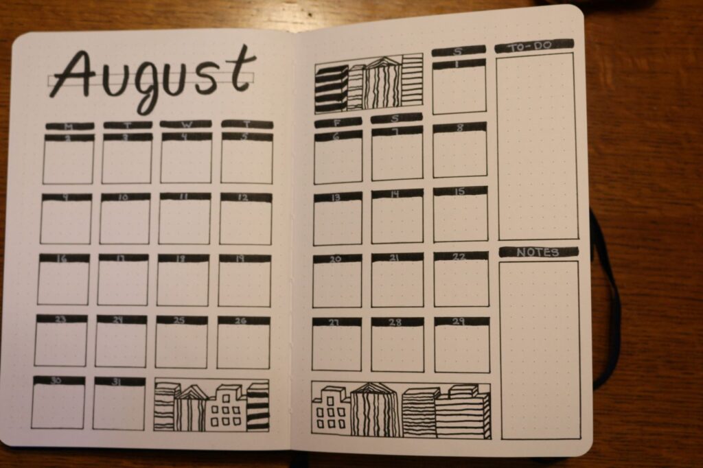 August bullet journal theme