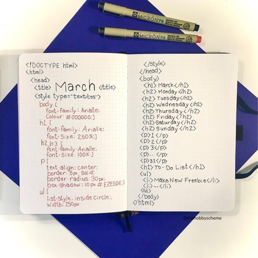 March bujo theme setup cover page