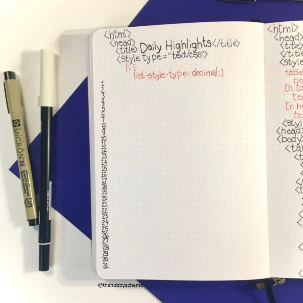 march bullet journal theme daily highlight spread