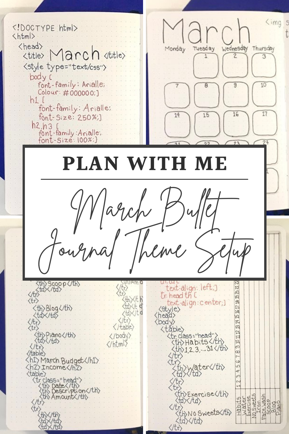 March bullet journal theme setup