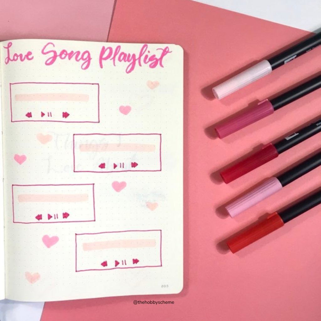 song playlist bullet journal spread