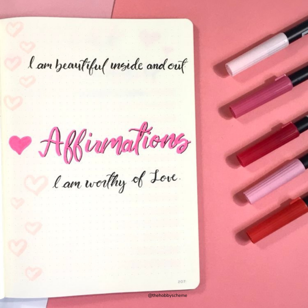 affirmation bullet journal spread