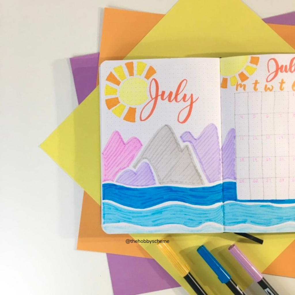 July bujo cover page