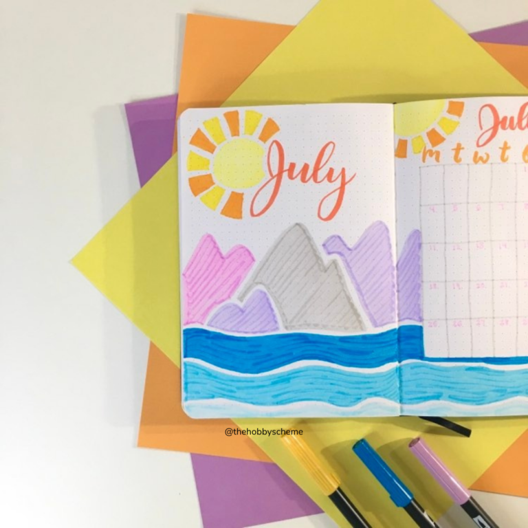 July Bullet Journal Theme Set-Up: Mountainscapes - The Hobby Scheme